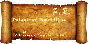 Paleszter Ruszlána névjegykártya